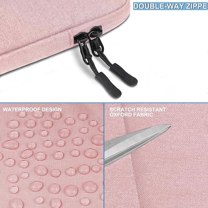 Laptop Sleeve Bag 13.3 inch, Shockproof Protective Computer Cover with Accessories Pocket, Portable Laptop Case Compatible with MacBook Air/Pro 13-13.3 inch, Compatible for MacBook Pro 14 inch, Pink