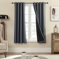 Rutterllow 100% Blackout 340 GSM Curtain 2 Panels, Heat and Full Light Blocking Drapes with Grommets for Bedroom,Dark Grey Thermal Insulated Window Treatment Drapes for Living Room(Gray,52x63inch)