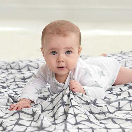 aden + anais Silky Soft Swaddle Blanket,100% Viscose from Bamboo Muslin Blankets for Girls & Boys, Baby Receiving Swaddles, Ideal Newborn & Infant Swaddling Set, 3 Pack, Pebble Shibori