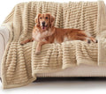 AIPERRO Waterproof Dog Blanket for Large Dogs, Washable Soft Puppy Cat Blanket Flannel Cotton Velour for Sofa Couch Protector, Comfort & Security Reversible Bed Protection for Pet, 60"X80", Khaki