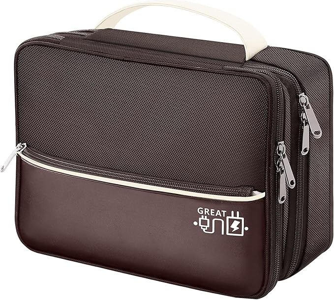 OliviaLiving Electronics Travel Organizer, Double Layer Cable Organizer Bag Waterproof Electronics Accessories Storage Bag for Charger, Phone, Power Bank, Hard Drive, Cord, Tablet