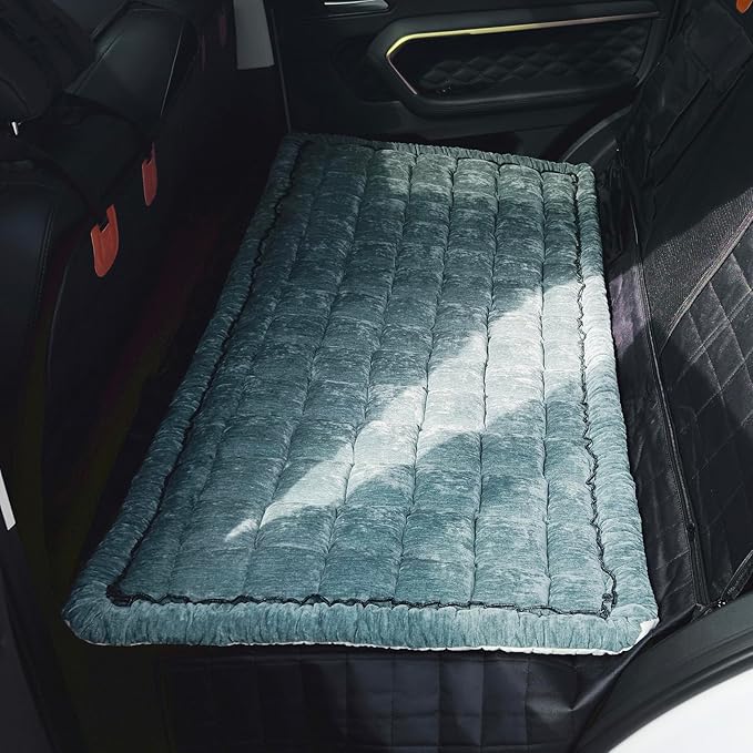 AEEISHOMEREFORM Backseat Pet Bed Mat, Truck Plaid Dog Bed for Car Back Seat, Deluxe Dog Seat Covers, Non-Slip Travel Pet Mat, Fit for Backseat Extenders and Trucks SUVs (Blue, 24.8x54 inch)