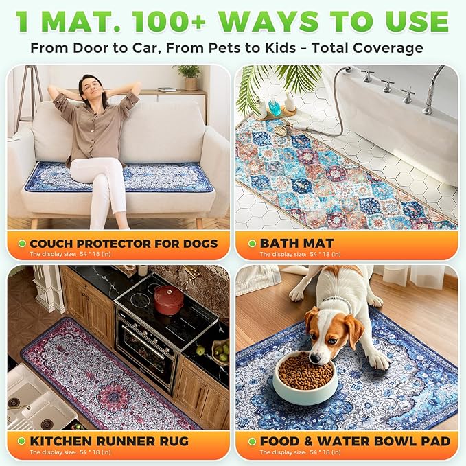 Hompet 2 Pack Waterproof & Absorbent Dog Car Seat Cover Mat, Fits Most Dog Car Hammocks, Washable Reusable Backseat Protector Pad, Quick Dry Leak-Proof Non-Slip Pet Travel Mat for Cars, 18"x54"