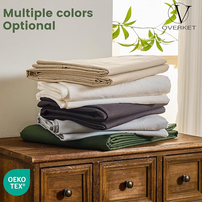 100% Linen Sheets King Size,Breathable & Durable 4-Piece Bed Flax Sheet Set,Soft All-Season Bedding for Hot Sleepers 16" Deep Pocket Oeko-TEX Certified,（King, Sage Green）