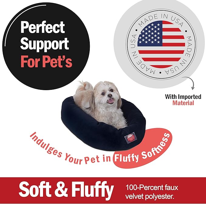Majestic Pet Villa 24 Inch Shredded Memory Foam Dog Bed for Small Sized Dog 24x19x7 Inch–Orthopedic Pet Bed - Washable Small Puppy Mat with Head Support-Navy