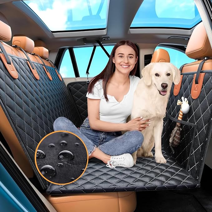 KONNAO Back Seat Extender, Car Dog Seat with Hard Bottom Holds 420lbs, Thick & Durable Waterproof Pet Hammock Protector for Car, SUV,Truck(Black)