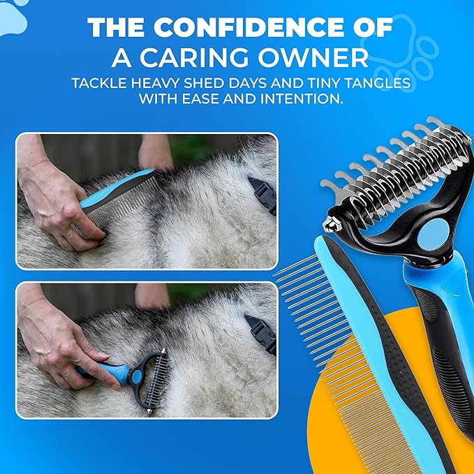 Petandzy Pet Hair Removal Glove + Hair Brush Set – Dog Grooming Gloves for Shedding, Cat Grooming Brush, Cat Hair Brush – Pet Hair Remover Glove for Dogs & Cats, Dog Shedding Tool for All Coats