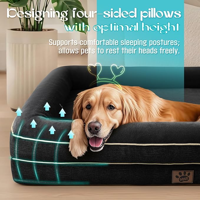TaiBest Waterproof Memory Foam Dog Beds for Small Dogs Non-Slip Orthopedic Dog Beds Washable Couch Pet Bed with Removable Cover (Black, Small)