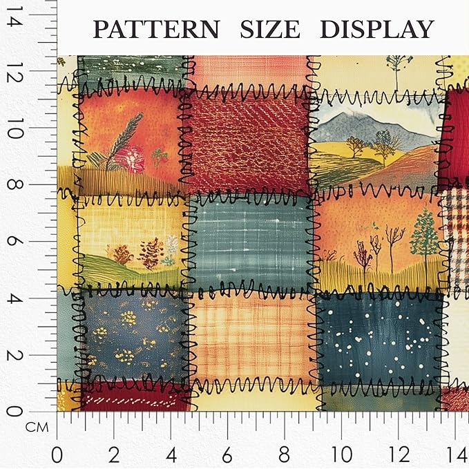 Countryside Landscape Patchwork Cotton Fabric – Premium Turkish Printed Cotton 140 GSM, Pre-Cut 61 x 36.6 Inches, Quilting & Sewing Fabric for Crafts, Home Decor & DIY Projects