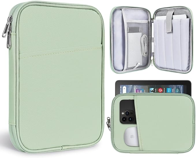 8-9 Inch Tablet Carrying Sleeve Bag Case for Samsung Galaxy Tab A9 8.7" /Tab A7 Lite 8.7" /Tab A 8" & Amazon Kindle Fire 8/Fire 8 Plus 8" & iPad mini 7 6 5 4 3 2 1 8.3" 7.9" & Lenovo Tab M9 M8(Green)