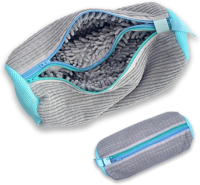 Meruya Dual Compartments Shoe Washing Machine Bag, 360° Deep Clean Laundry Bag, Reusable Shoe Bag for Washing Machine, Shoe Cleaning Bag for Sneakers Tennis Shoes Sock