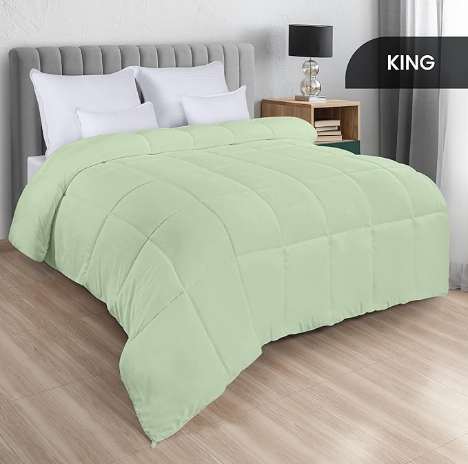 Utopia Bedding Comforters King Size, All Season Duvet Insert, Down Alternative Box Stitched Bed Comforter with Corner Tabs, Machine Washable (Sage Green)