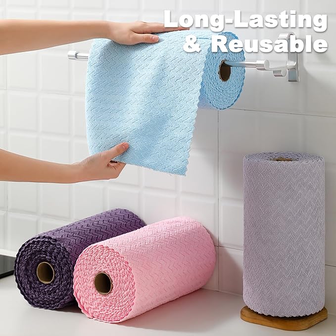Tigona 80 Pack Microfiber Cleaning Cloth Roll Reusable Paper Towels 12"x12" Tear Away Cloth,Absorbent Dish Rags for House Kitchen,Wash Cloths,Lint Free Rags for Window Cars Cleaning Supplies
