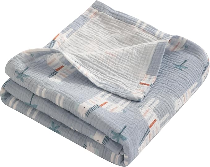 NTBAY 2 Layer Muslin Cotton Baby Swaddle Blanket, 30x40 Soft and Breathable Receiving for Newborns and Infants, Perfect for Crib, Stroller, Travel, Lightweight Nursery Blanket, Palm and Zebra