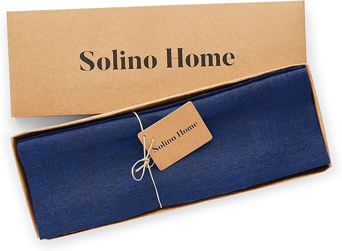 Solino Home Linen Cloth Placemats Set of 4-100% Pure Linen Royal Blue Placemats 14 x 19 Inch- Athena