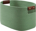 ECDYQXVU Cotton Rope Basket, Storage Baskets with Handle, 15x10x9 Inch Woven Basket for Shelves, Laundry, Towels, Clothes, Books (Green 1Pack)