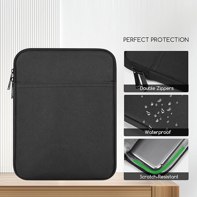 8 Inch Tablet Carrying Sleeve Bag Compatible with 8" Amazon Kindle Fire 8/Fire 8 Plus, 8.3" iPad mini 7 6/7.9" iPad mini 5 4 3 2 1, Samsung Galaxy Tab A7 Lite/Tab A Protective Tablet Case(Black)