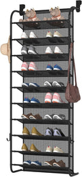 MUOU 10 Tier Shoe rack Hanging Shoe Storage the door shoe rack for Closet Pantry Over The Door Shoe Organizer Wall Floating Shelves (Black, 10 Tier)