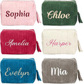 MYDREAMY Personalized Velvet Makeup Bag with Name, Custom Embroidered Cosmetic Bags for Women Girls, Initial Quilted Makeup Bag,Travel Toiletry Pouch, Gifts for Bride Bridesmaid, Birthday, Wedding