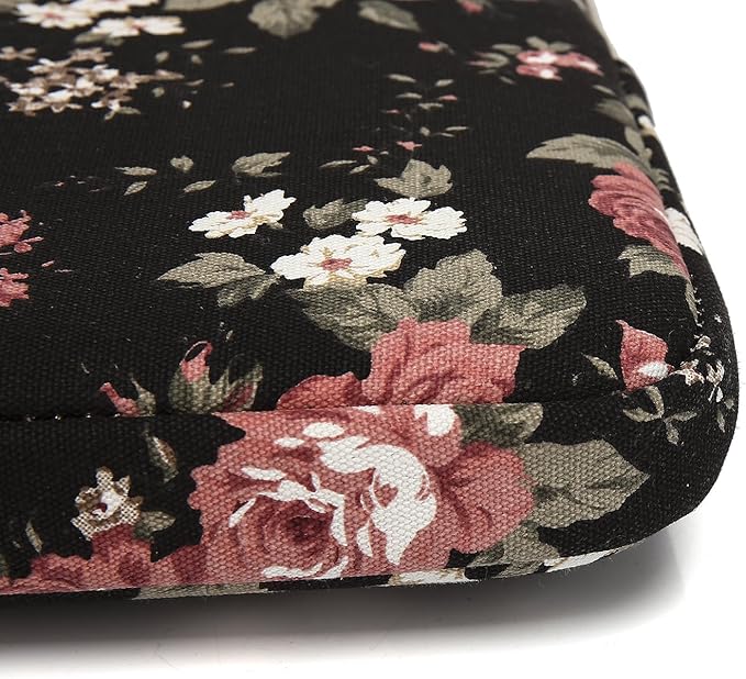 kayond Water-Resistant Canvas 13.3 Inch Laptop Sleeve-Black C Rose