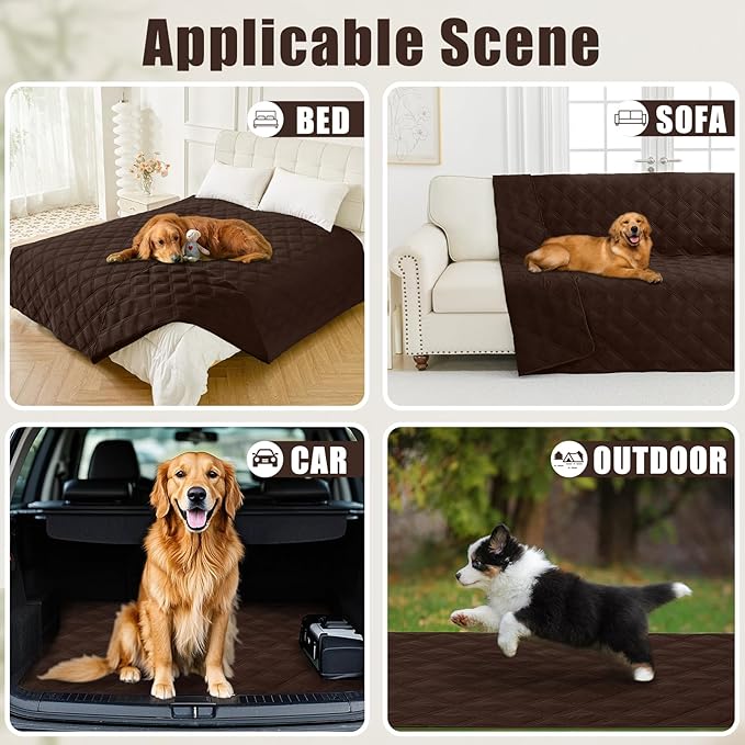 Smiry Waterproof Dog Bed Cover Blanket 40x50, Soft Reversible Pet Blanket, Washable Leakproof Cats Dogs Couch Cover for Sofa, Couch, Furniture, Lattice, Chocolate/Chocolate