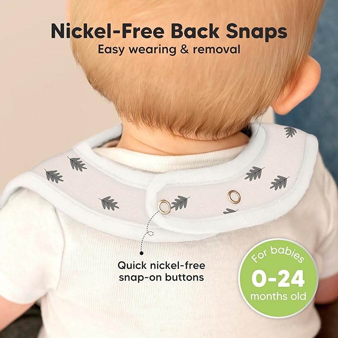 KeaBabies 8-Pack Organic Baby Bibs for Boys, Girls - Super Absorbent Cotton Drool Bibs for Baby Girl & Boy, Teething Toddler, Drooling Newborn, Ultra Soft & Machine Washable (Nordic)