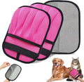 2Pcs Pet Hair Removal Gloves for Cats & Dogs: Upgraded Five-Finger Electrostatic Magic Brush | Reusable Pet Fur Remover Glove for Laundry, Couch, Carpet, Car Seats, Furniture & Clothing (Pink)
