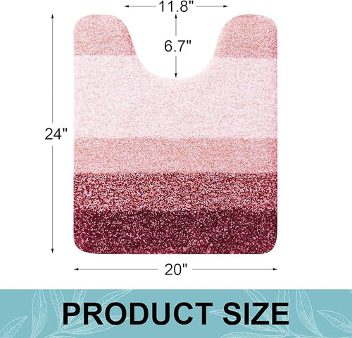 Arotive Microfiber Bathroom Rugs, Shaggy Soft and Absorbent Contour Toilet Rugs, Non-Slip, Thick Plush Machine Washable Dry Bath Mats for Toilet Base, 24x20, Burgundy, U-Shape