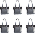 DISCOUNT PROMOS Go Getter Sport Tote Beach Bags Set of 6, Bulk Pack - Reusable, Great for Shopping, Beach, Picnic, Other Outdoor Adventure - Black