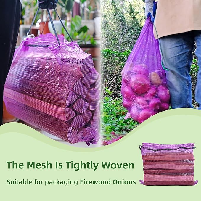 deebree Mesh Firewood Bags 22"×18" 150 Per Pack Crawfish Sacks, Firewood Bags for Selling, Onion Bag Storage Potato Sacks Mesh Wood Bag Bulk (Pack of 150)