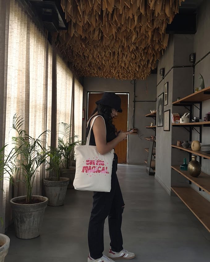 Ecoright Tote Bag for Women with Zipper, Small Tote Bag, Canvas Bag, Reusable Cotton Bag for Beach, Grocery, School & Work
