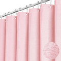 BTTN Extra Long Shower Curtain, 96 Inch Linen Textured Heavy Duty Fabric Shower Curtain Set with 12 Plastic Hooks, Large Luxury Decorative Polyester Cloth Shower Curtains for Bathroom, 72"x96", Pink
