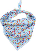 THE WORTHY DOG Classic Tie-Ir Dog Bandana – Soft Cotton Flannel Square Pet Bandana, It's My Birthday Pattern, Blue, Small