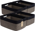 MiniArk Large Storage Baskets for Organizing, Closet Shelf Baskets for Clothes Blanket Towels, Baby Nursery, Toy Bins Box, Woven Rope Baskets, 17 x 13 x 7.5”, 4 Packs Woven Brown