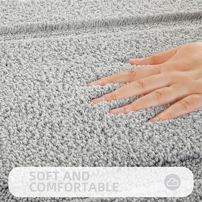 ZOESIOER Bathroom Rugs Sets 2 Piece, Ultra Absorbent Soft Bath Rug, Machine Washable Microfiber Non-Slip Bath Mat for Bathroom Floor, Tub, Toilet, Shower Room, Light Grey