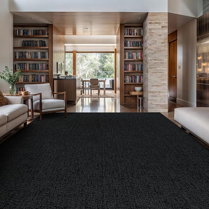 Easy Jute Rugs 9x12 Dark Gray Color Living Room Indoor Outdoor Area Rug for Farmhouse Patio and Kitchen Rug High Traffic Washable Easy to Clean Solid Woven Design Outside Carpet (9 x 12)