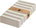 Native Fab 4 Pack Farmhouse Modern Stripe Kitchen Dish Towels Cotton Super Absorbent Quick Drying Reusable 18x26 Inches - Bar Hand Towels, Kitchen Cleaning Towels with Hanging Loop, Zaha Brown