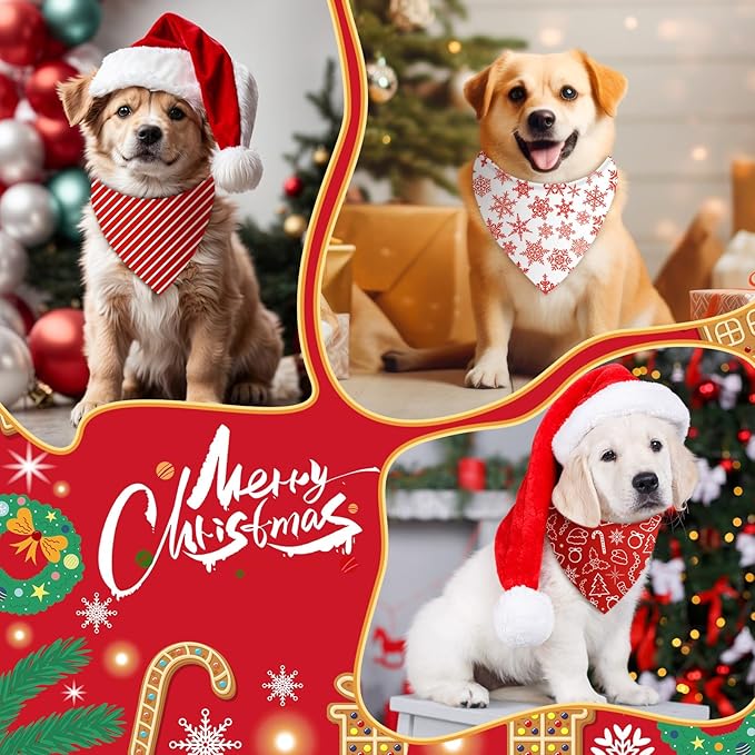 Abbylike 50 Pcs Valentines Day Dog Bandanas Bulk Red and White Polka Dots Stripes Bandanas for Dogs Triangle Kerchief Bibs Scarf for Pet Romantic Costume Photo Props Accessories(25.6 x 17.7 x 17.7)