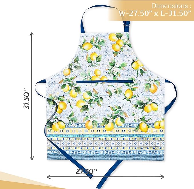 Maison d' Hermine 100% Cotton Apron for women with Pocket Kitchen Chef Apron for Men Cooking Gardening Server Waitress