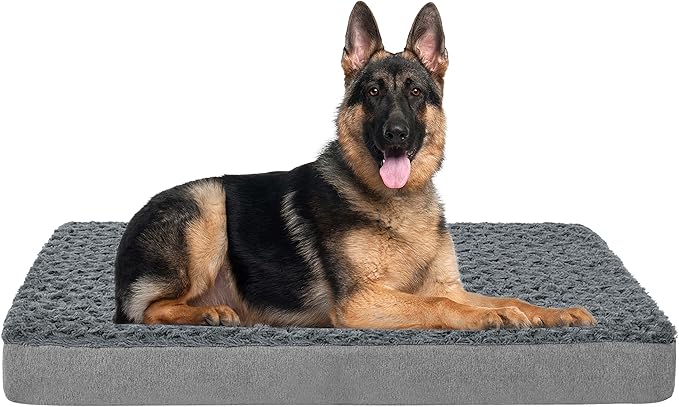 GOHOO PET Jumbo Human Dog Bed, Orthopedic Memory Foam Pet Mat, Washable Dog Crate Bed with Cooling Gel, Removable Cover & Waterproof Lining