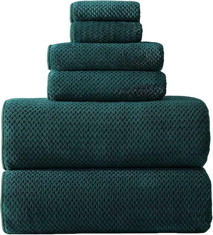 Akzpe 40x80 Inches Bath Sheets Towels for Adults Oversized Bath Towels Extra Large Luxury Super Soft Absorbent Quick Dry Microfiber (Dark Green,6PCS)