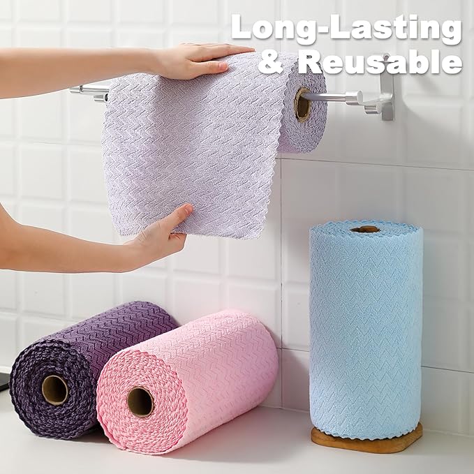 Tigona 80 Pack Microfiber Cleaning Cloth Roll Reusable Paper Towels 12"x12" Tear Away Cloth,Absorbent Dish Rags for House Kitchen,Wash Cloths,Lint Free Rags for Window Cars Cleaning Supplies