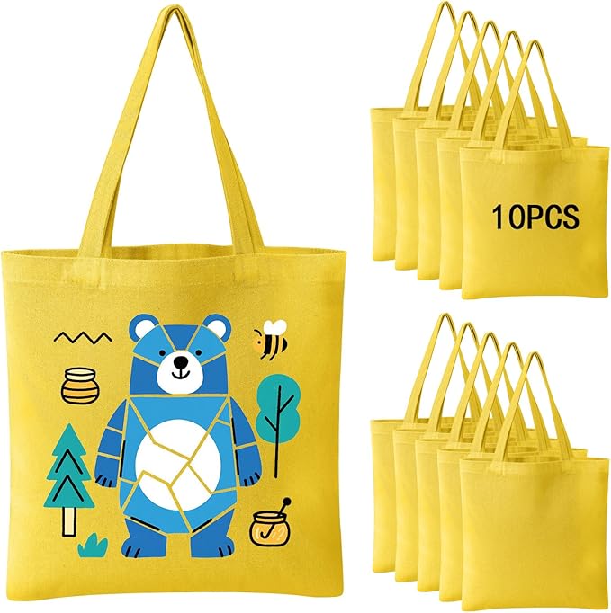 OKBA 10-Pack Blank Reusable Grocery Shopping Cloth Bags canvas tote bags Bulk DIY custom