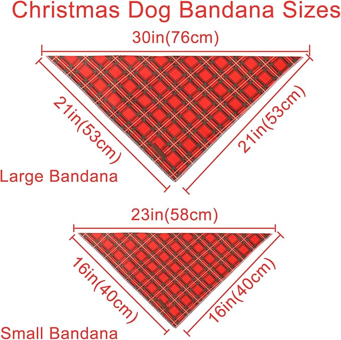 UP URARA PUP Christmas Dog Bandana, Christmas Red Plaid Man Triangle Bid Scarf for Girl Boy Dog, Cotton Pet Kerchief, Adjustable Winter Puppy Bandana for Small Medium Large Dogs Cats