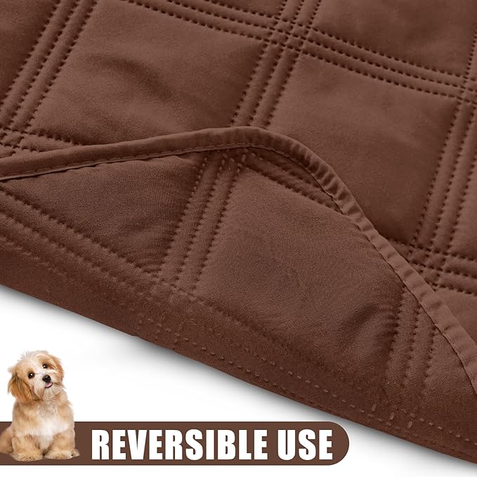 Smiry Waterproof Dog Bed Cover Blanket 30x53, Soft Reversible Pet Blanket, Washable Leakproof Cats Dogs Couch Cover for Sofa, Couch, Furniture, Lattice, Brown/Brown