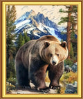Foxnyart Stamped Cross Stitch Kits Full Range of Embroidery Needlework Starter Kits for Beginners Adults 11CT Embroidery Patterns Art Crafts DIY Needlepoint Kit-Forest Bear 16x20 inchs