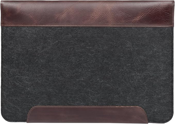 MegaGear Genuine Leather and Fleece MacBook Bag Laptop Sleeve for MacBook Pro and MacBook Air Case - 16 Inch - 15 Inch - 15.5 Inch (M4, M3, M2, M2, M1, Pro & Max) 2020 to 2024 Models