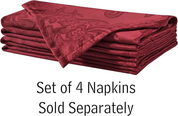 Newbridge Barcelona Damask Fabric Tablecloth, 60 x 120 Inch Rectangle, Burgundy – No Iron, Soil Resistant Table Cover for Dining, Parties and Holidays