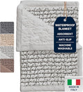 PAULATO BY GA.I.CO. Waterproof Blanket for Bed – Twin Size Cover for Incontinence – Machine Washable Stain-Resistant Protector for Couch and Sofa – Absorbent Pad - Light Grey