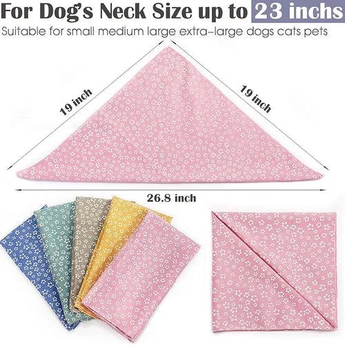 4PCS Fall Dog Bandanas Cat Birthday Cute Soft Cotton Puppy Scarfs Washable Daily Handkerchief Pink Green Blue Khaki Comfortable Gifts, Adjustable Accessories for Small Medium Large Girl Boy Pup Pet